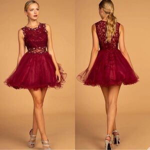 Elizabeth K by GLS Short Burgundy Dress Medium